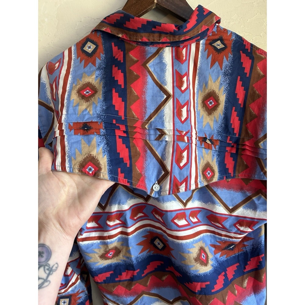 Vintage 90s Pecos Blue Western Button‎ Up Shirt M Southwestern Rodeo Cowgirl - Picture 8 of 8